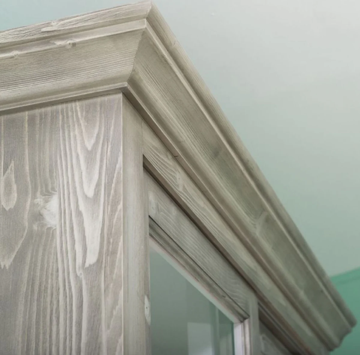 Country house style kitchen cabinet gray / white 142 x 48 x H. 225 cm - 2-part cabinet with 4 sliding doors and 6 drawers - country house style kitchen furniture