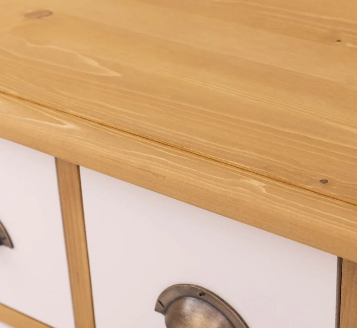 Country house style chest of drawers natural colors / white 180 x 48 x H. 95 cm - solid wood cabinet with 19 drawers - country house style furniture - furniture in country house style - country house style furnishings