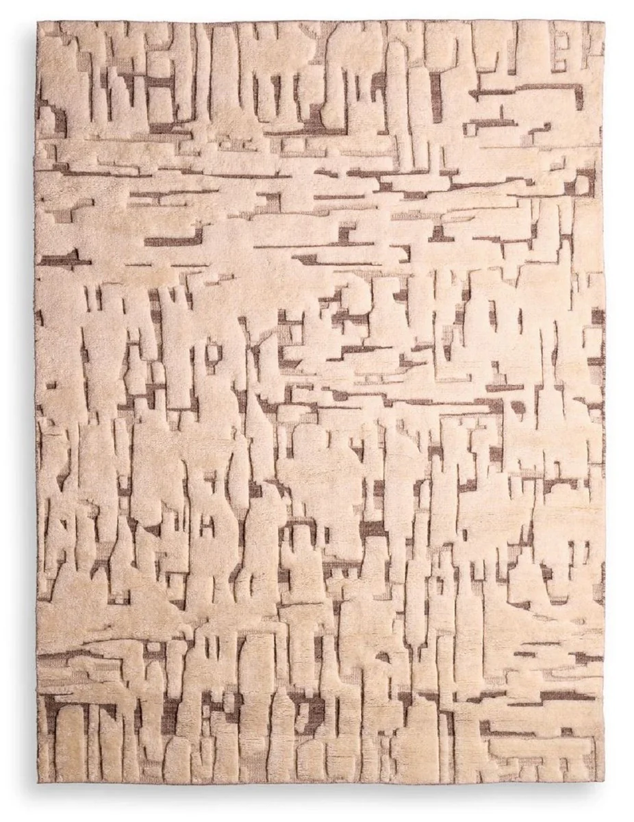 Luxury Ivory Wool Rug - Various Sizes - Hand-Knotted Wool Rug - Rectangular Living Room Rug - Luxury Quality