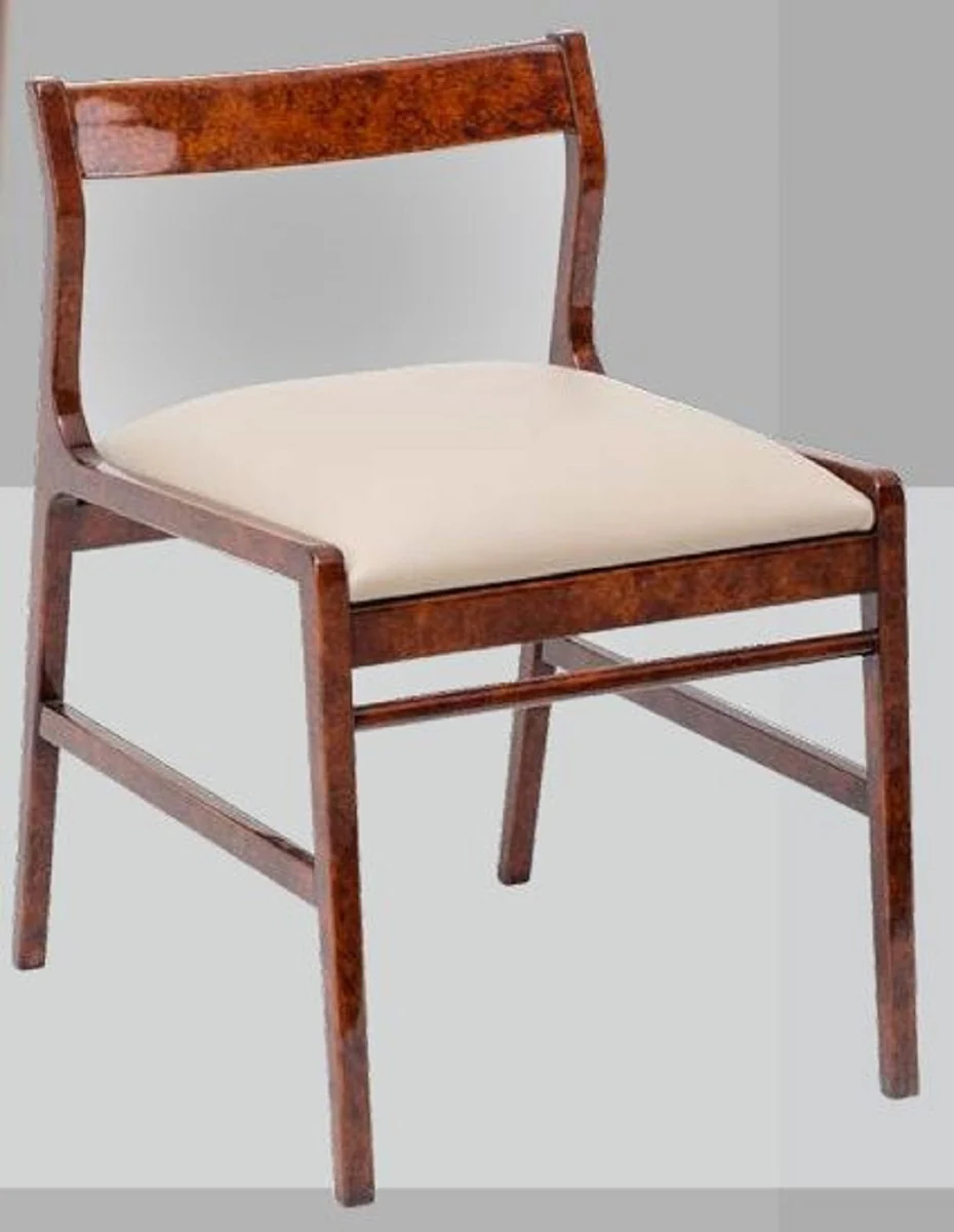 Luxury dining room chair set of 6 brown / cream 50 x 67 x H. 77 cm - Luxury solid wood kitchen chairs - Dining room furniture - Kitchen furniture - Luxury furniture - Luxury dining room furnishings