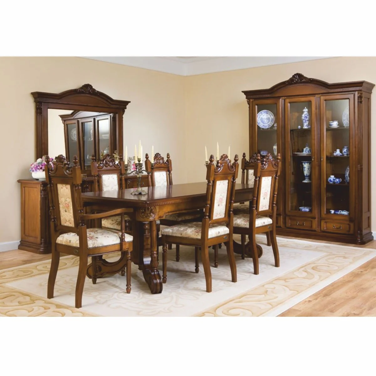 Luxury baroque display cabinet dark brown 178 x H. 220 cm - Baroque furniture