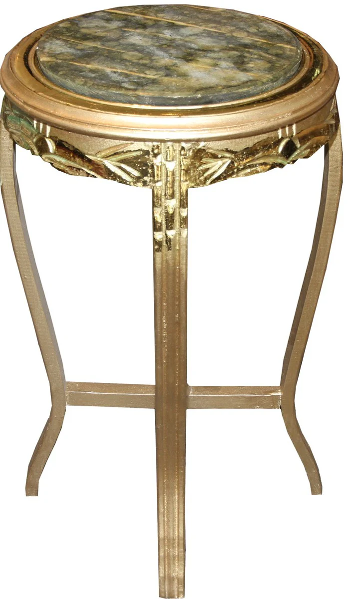 Baroque side table round gold/green antique look - 68 x 40cm