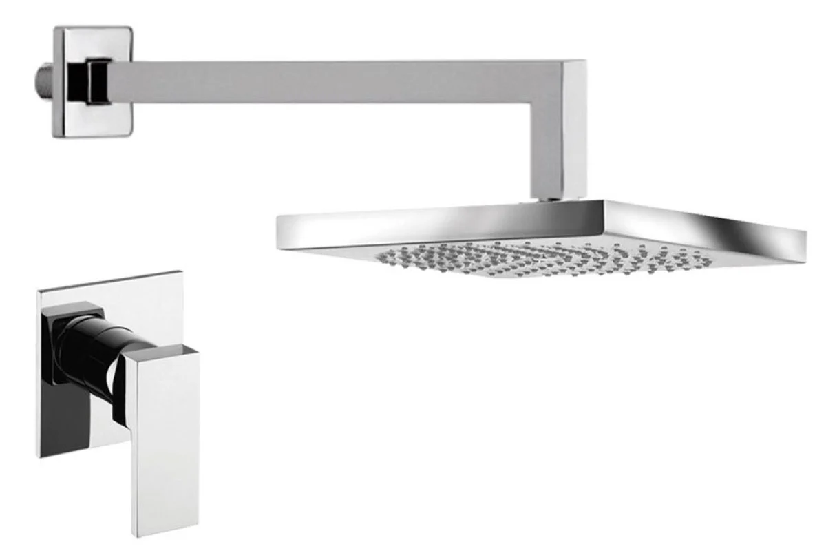 Luxury shower set concealed single lever shower mixer with overhead shower silver - luxury bathroom shower set