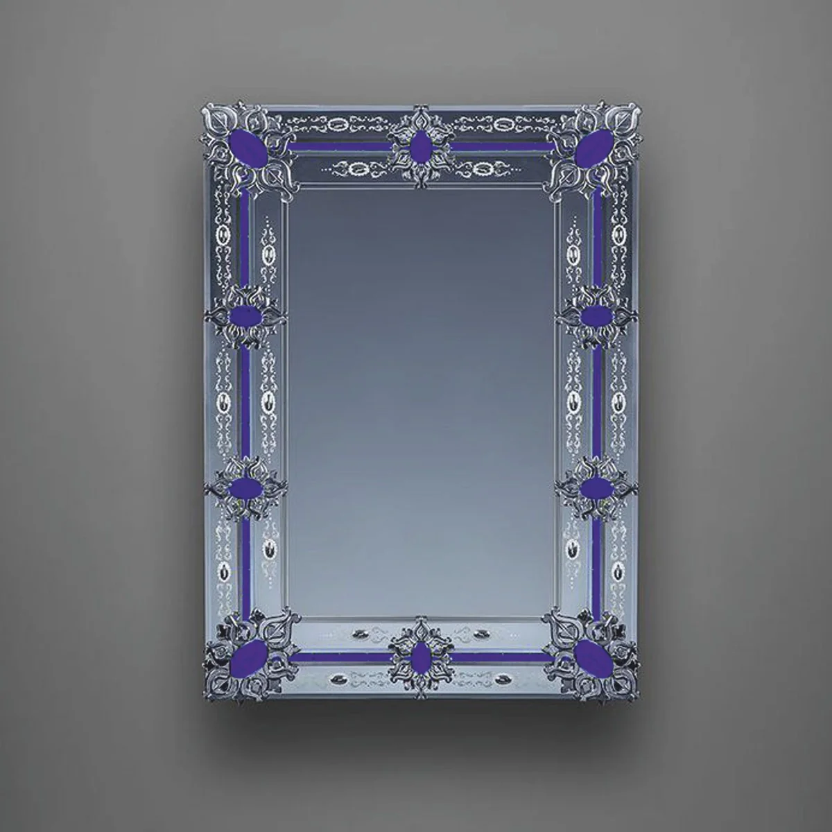 Luxury Baroque Mirror Blue H. 100 cm - Made in Italy