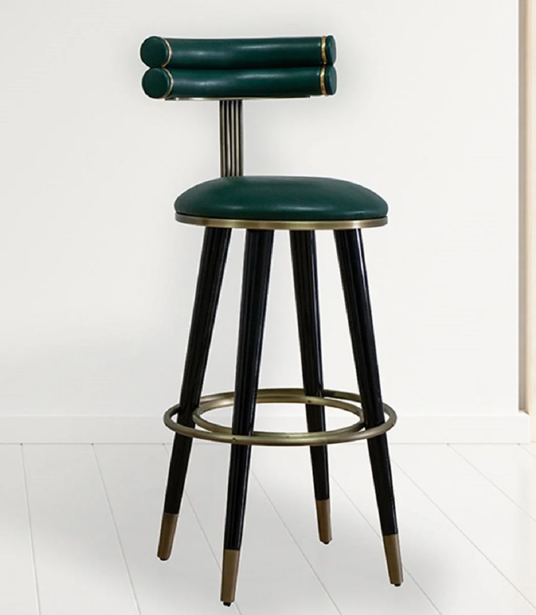 Luxury bar chair green / black / antique brass H. 98 cm - Hotel & Bar Furniture