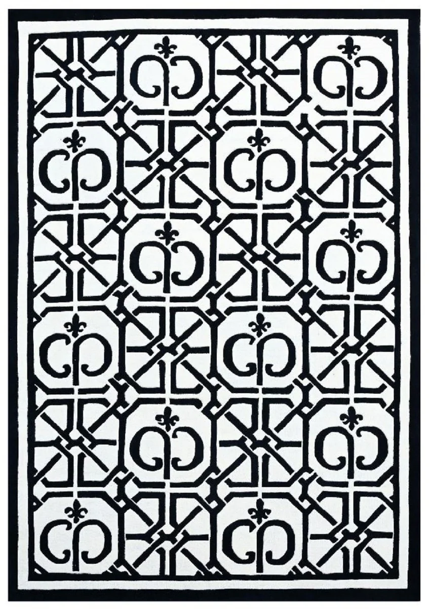 Luxus Barock Teppich Weiß / Schwarz - Verschiedene Größen