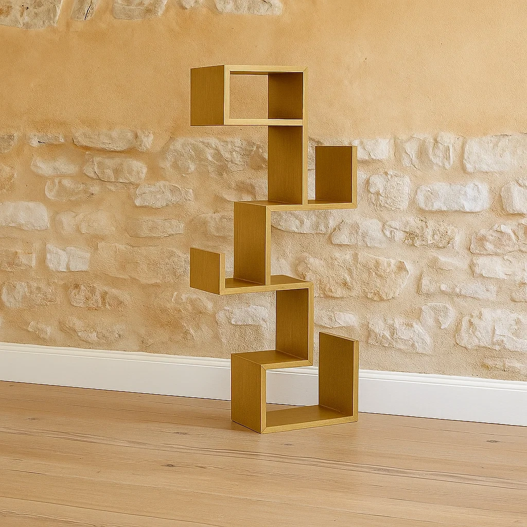 Bücherregal, offenes Regalsystem, MDF-Platte, helle Eiche, freistehend, für Wohn- oder Schlafzimmer, 45 x 25 x 140 cm - RISnJKXkdRBP