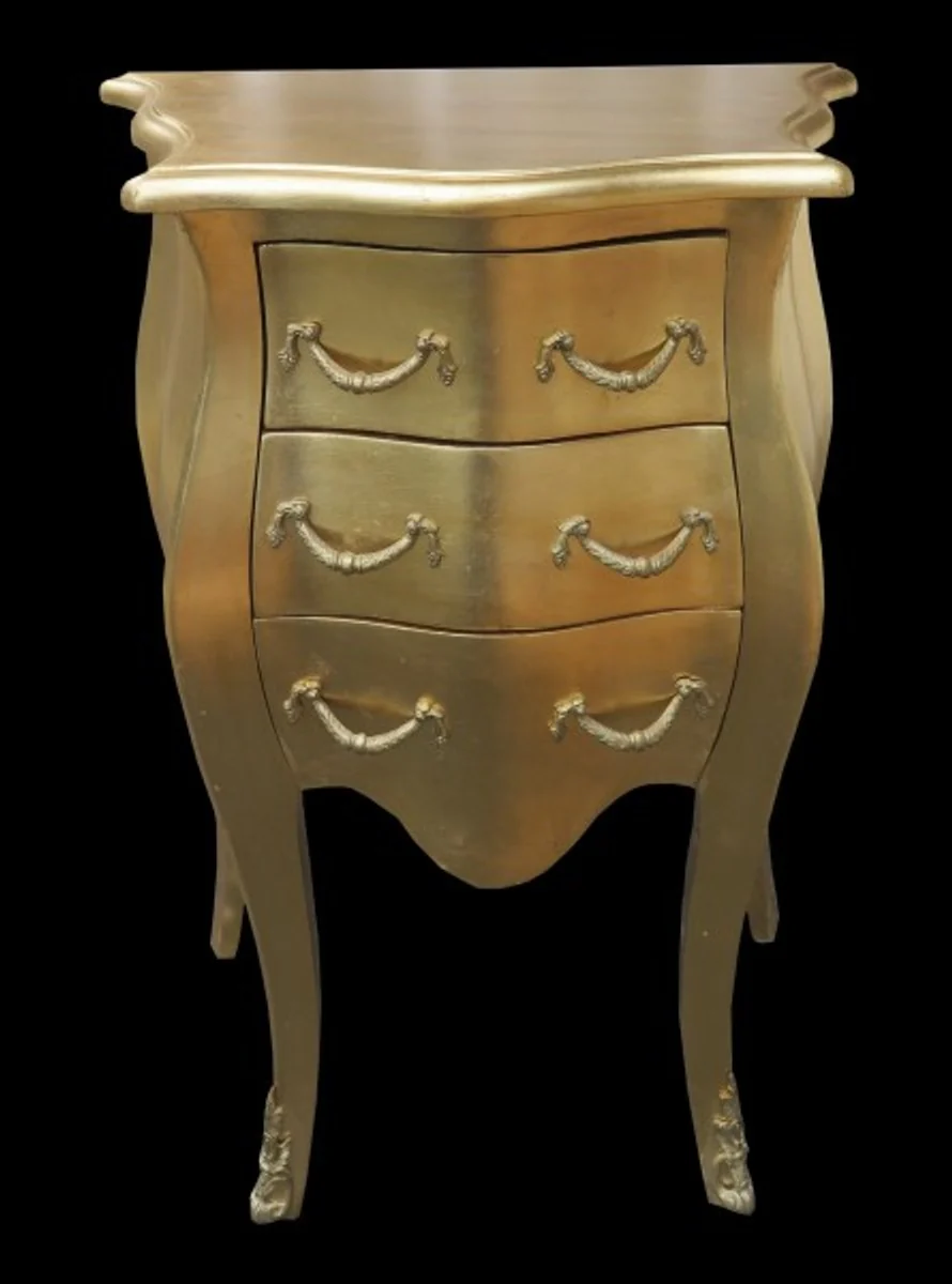 Baroque chest of drawers gold H 70 cm, W 50 cm - bedside table cabinet with 3 drawers
