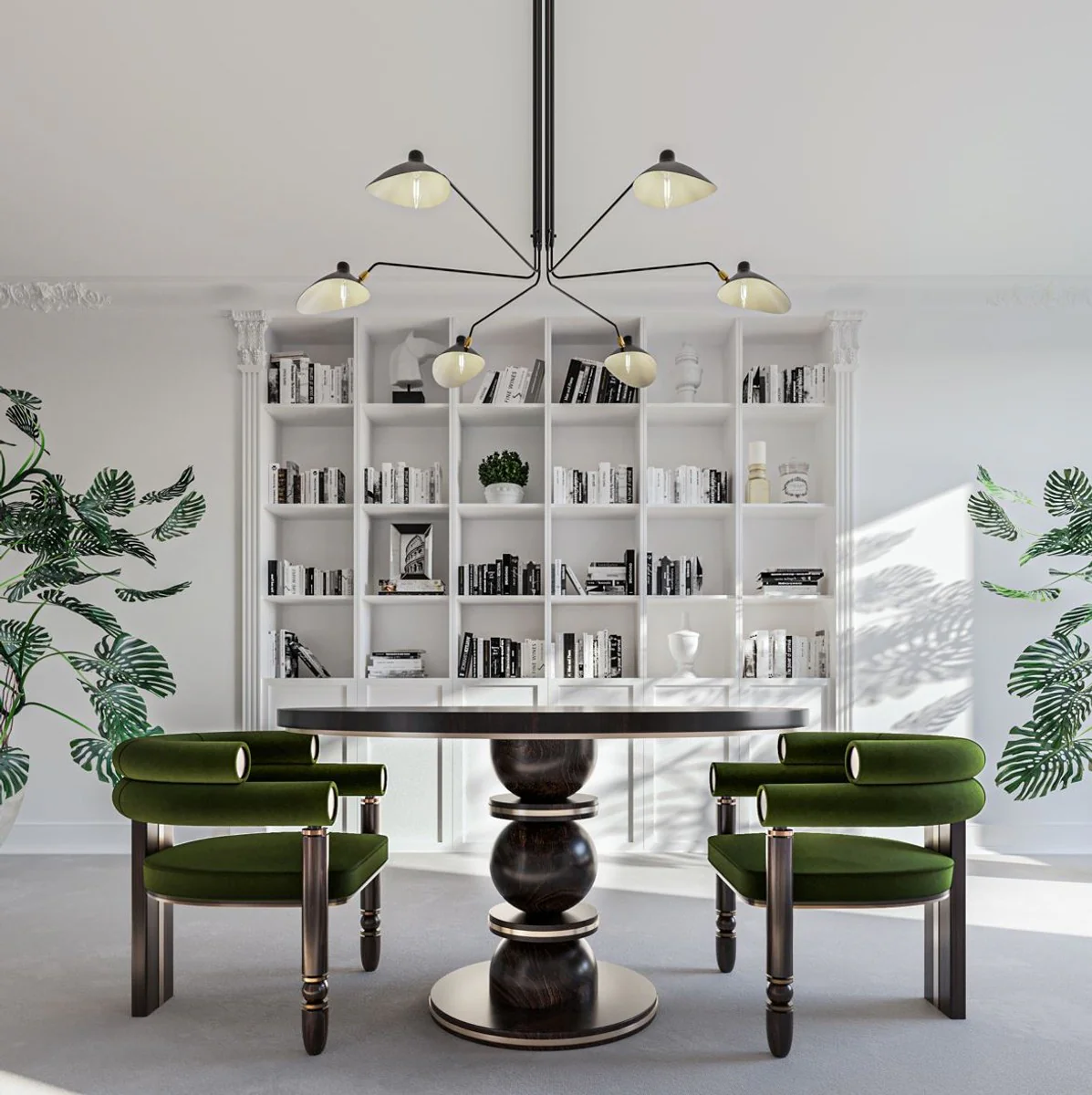 Luxury dining table dark brown / brass Ø 150 x H. 76 cm - Round solid wood dining room table - Dining room furniture - Luxury furniture