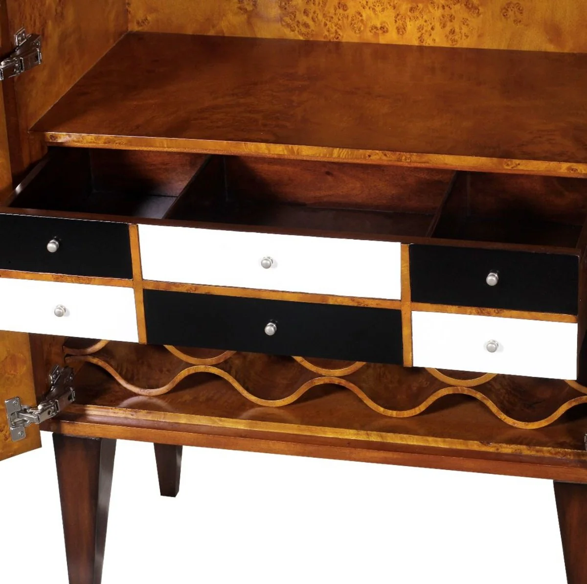 Luxury Art Deco bar cabinet brown / white / black 80 x 45 x H. 170 cm - solid wood wine cabinet - bar furniture - hotel furniture - luxury quality