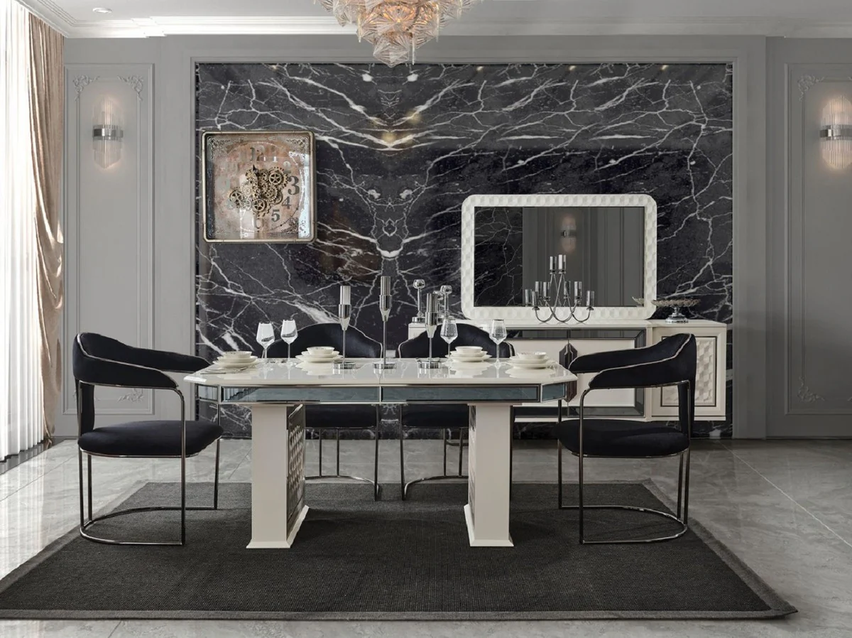 Luxury Art Deco dining room chair set of 6 with armrests black / bronze 60 x 58 x H. 92 cm - Dining room furniture - Restaurant furniture - Art Deco furniture - Luxury furniture