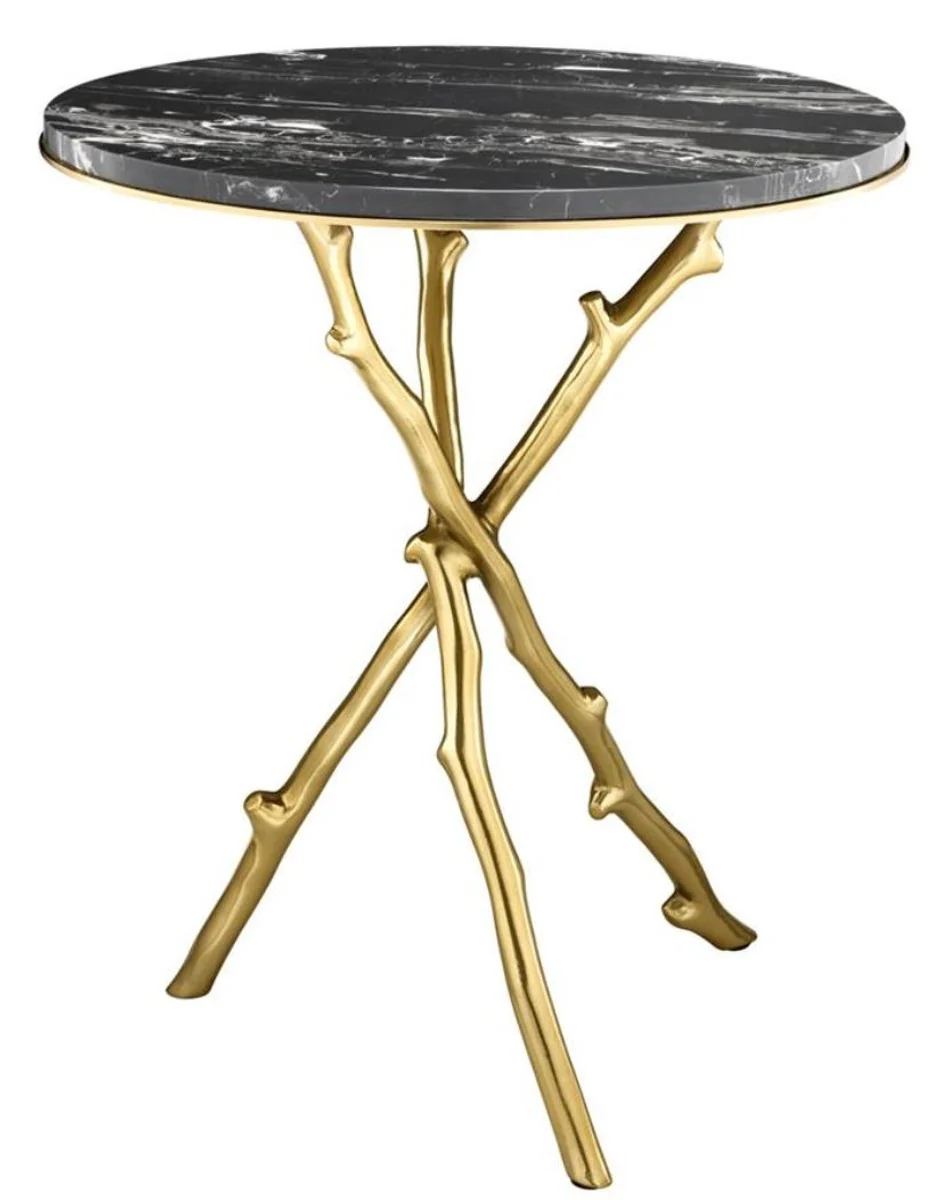 Luxury living room side table in gold with black marble top 50 x H. 57 cm - Limited Edition