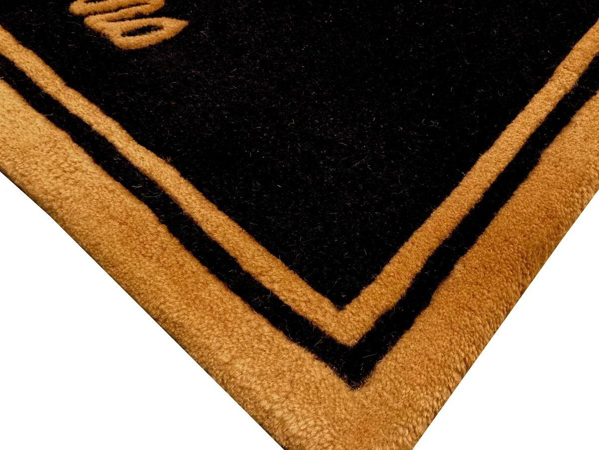 Designer Fußmatte Schwarz / Gold 80 x 50 cm - Elegante Schmutzfangmatte - Deko Accessoires