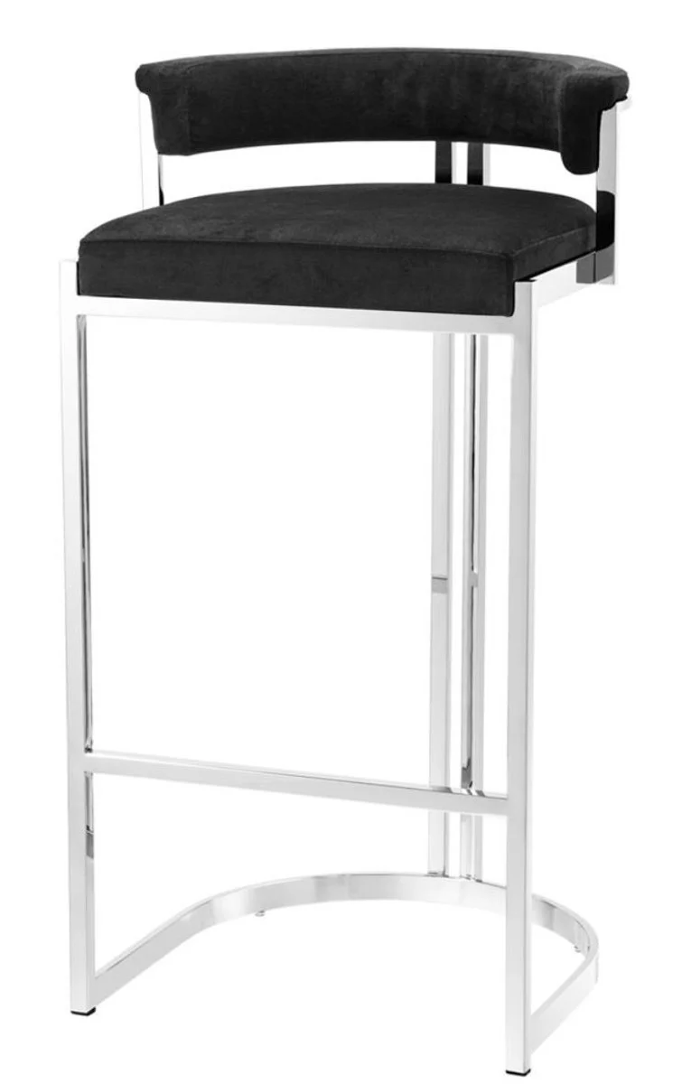 Luxury bar chair black / silver 48.5 x 46.5 x H. 90 cm - luxury furniture