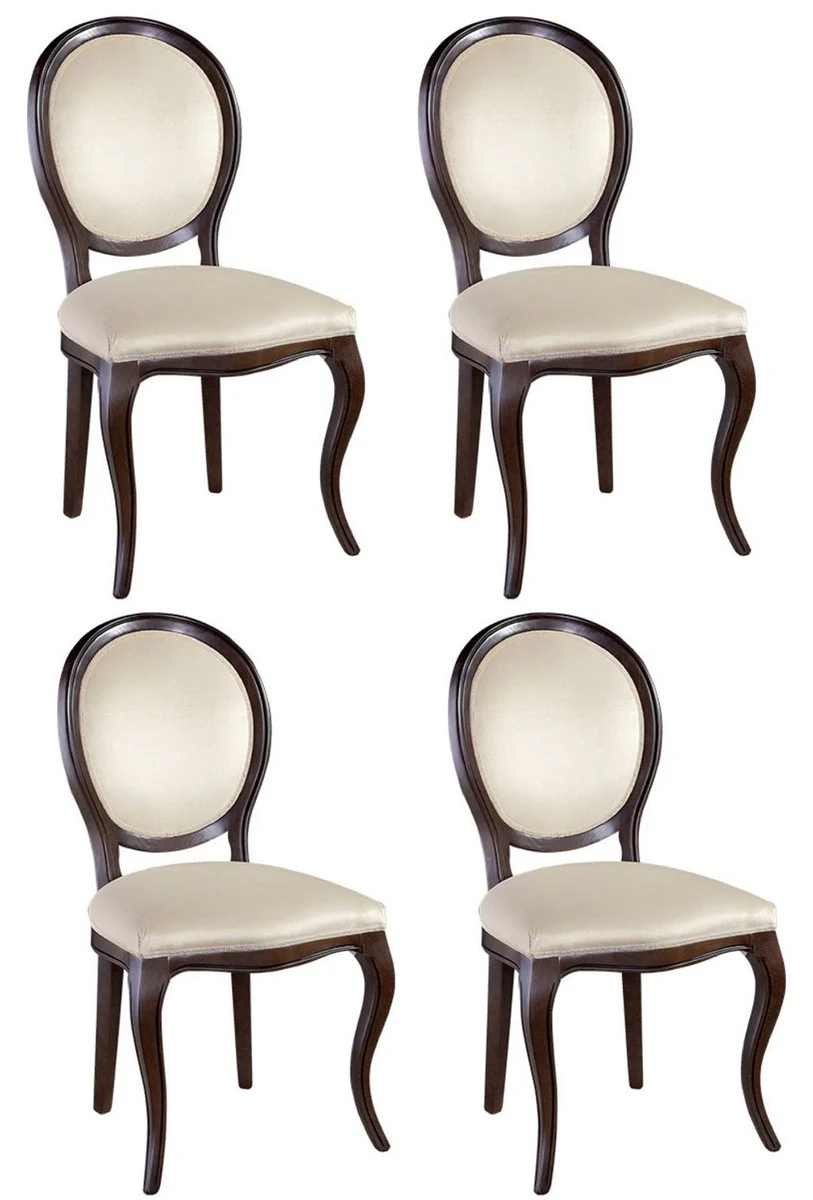 Luxury Art Nouveau dining room set dark brown / cream 51 x 44 x H. 99 cm - 4 dining room chairs - dining room furniture