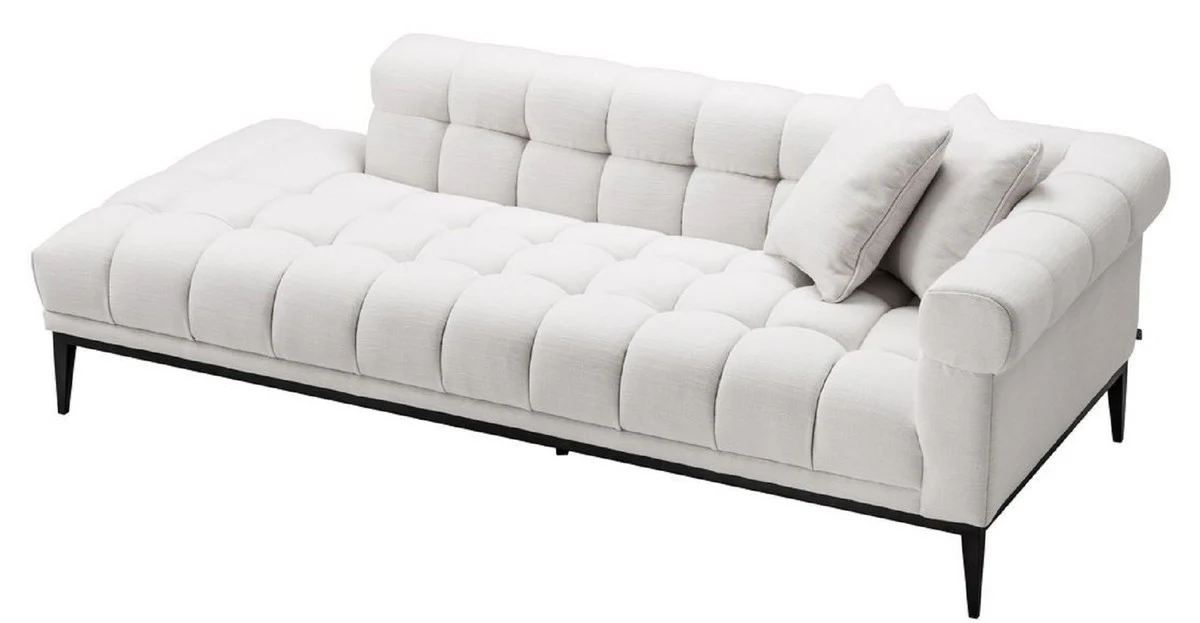 Luxury lounge sofa white / black 223 x 98 x H. 69 cm - right-side living room sofa with 2 cushions - luxury quality