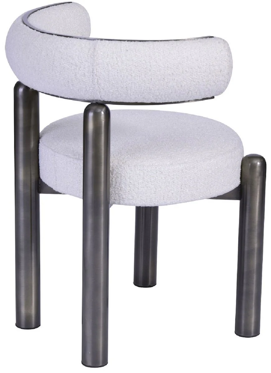 Luxury dining room chair with curved backrest white / gray - dining room furniture