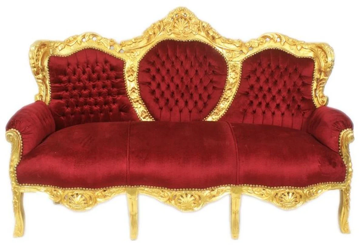Baroque 3 seater sofa King Bordeaux / Gold - furniture