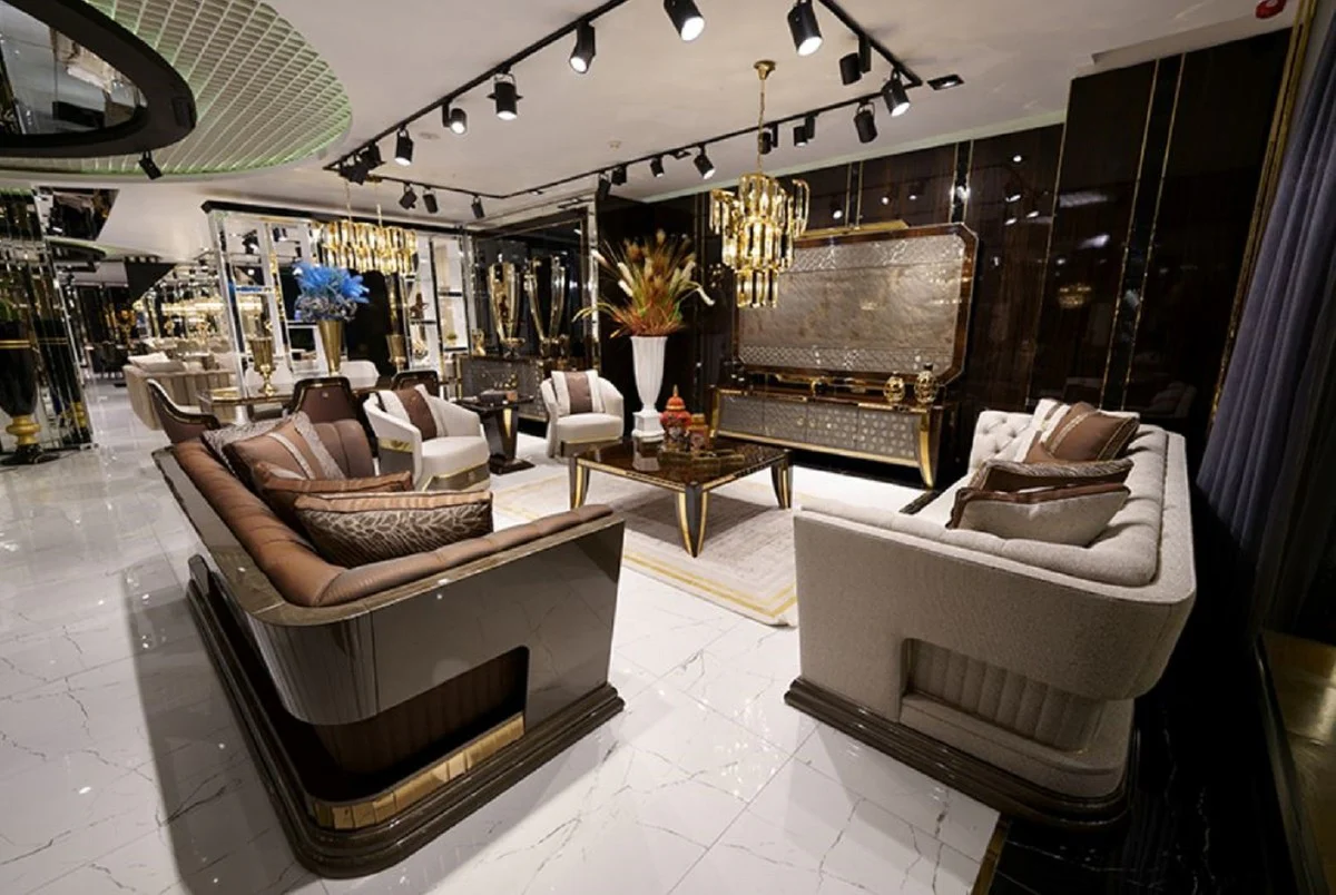 Luxury coffee table brown / gold - noble living room & hotel table - living room & hotel furniture - luxury quality