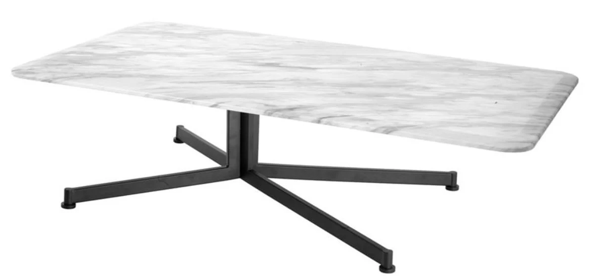 Luxury coffee table white / black 140 x 80 x H. 39 cm - living room furniture