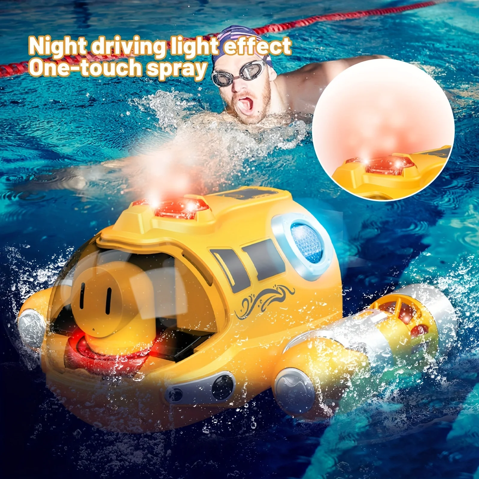 TUSEANG Ferngesteuertes Boots-Poolspielzeug: 2,4 GHz RC-Boot-Wasserspielzeug mit leuchtendem Spray und wasserdichter Fernbedienung – perfektes Geschenk für Kinder und Jungen und Mädchen!