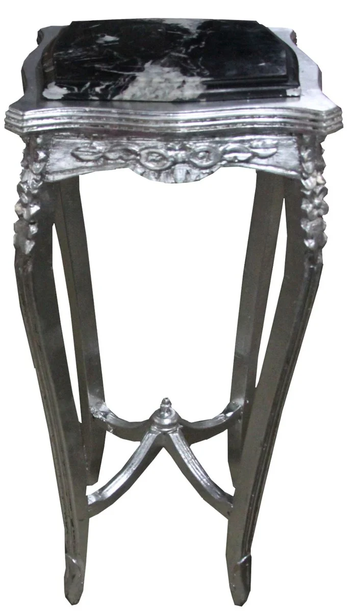 Baroque side table with black marble top silver 87 x 37 cm antique style - telephone flower table