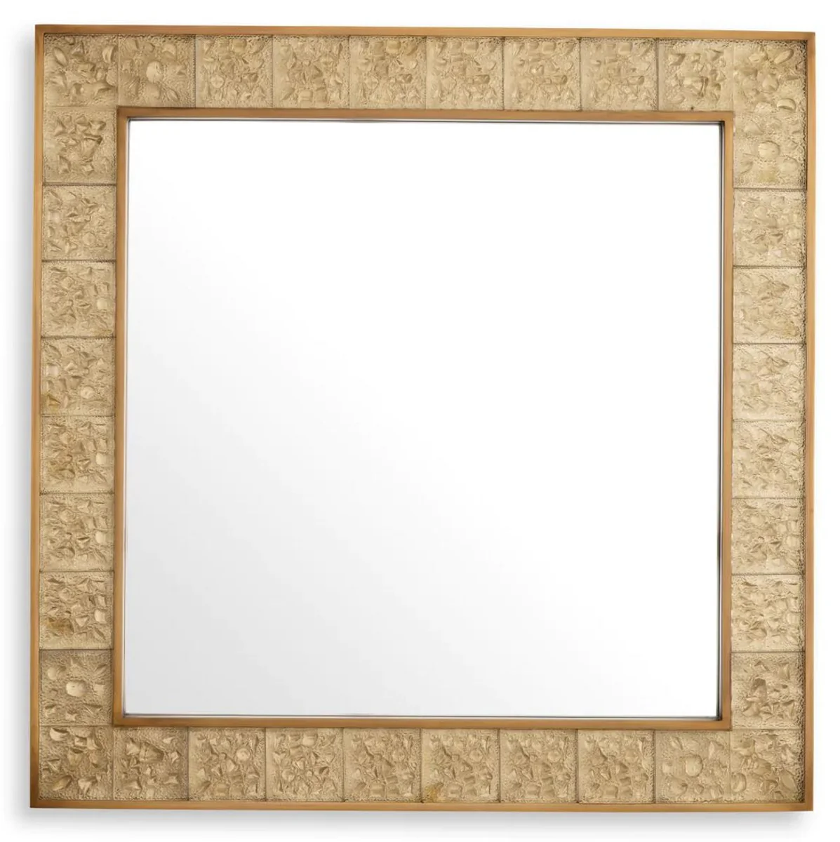 Luxury wall mirror vintage brass 110 x 5.5 x H. 110 cm - Square living room mirror - Bedroom mirror - Cloakroom mirror - Luxury furniture - Luxury furnishings
