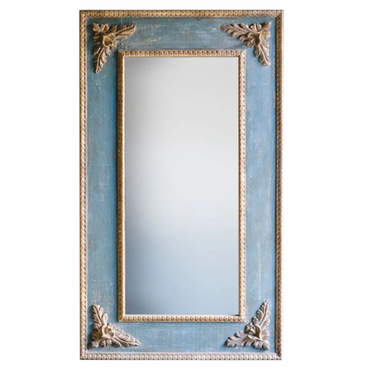 Luxury baroque mirror blue / natural color H. 129 cm - Made in Italy