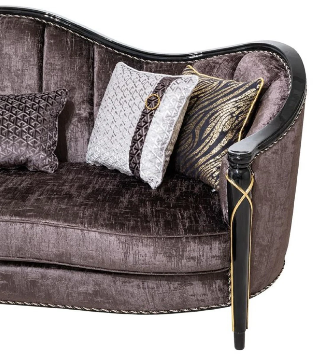 Luxury Baroque Living Room Sofa Purple / Black / Gold 250 cm
