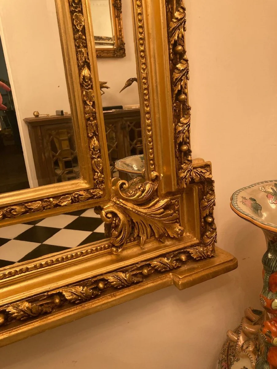 Baroque mirror gold - handmade antique style wall mirror with decorative angel figures - living room mirror - cloakroom mirror - magnificent baroque furniture