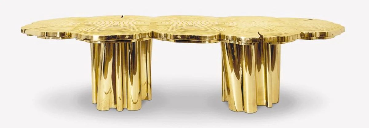 Luxury dining table gold 230 x 133 x H. 76 cm - Modern solid metal kitchen table - Luxury dining room furniture - Luxury quality