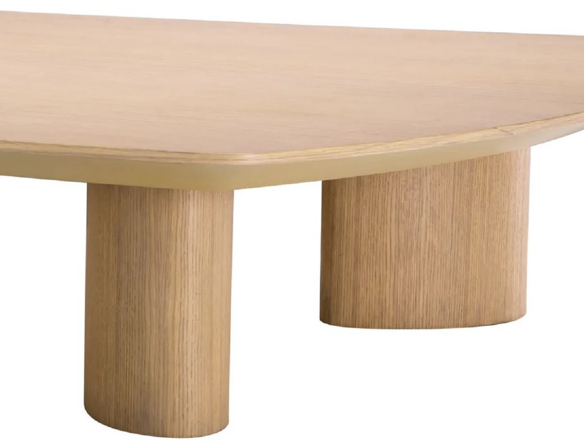 Luxury coffee table natural colors 185 x 120 x H. 30 cm - solid wood living room table with slightly curved table top - living room furniture - hotel furniture - luxury furniture - luxury furnishings