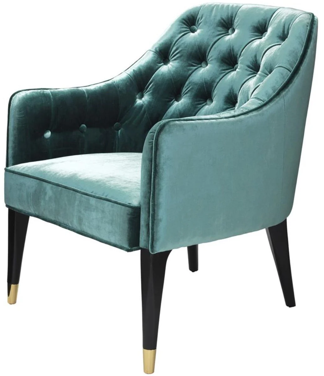 Luxury armchair Aegean green / black / gold 65 x 80 x H. 88 cm - Chesterfield Furniture