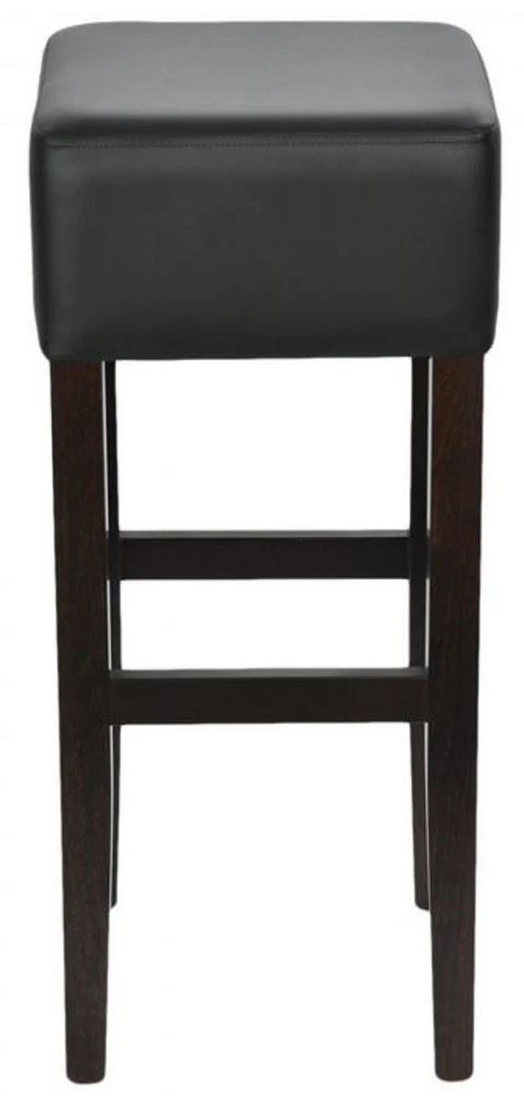Country house style bar stool black H. 80 cm - padded solid wood bar chair
