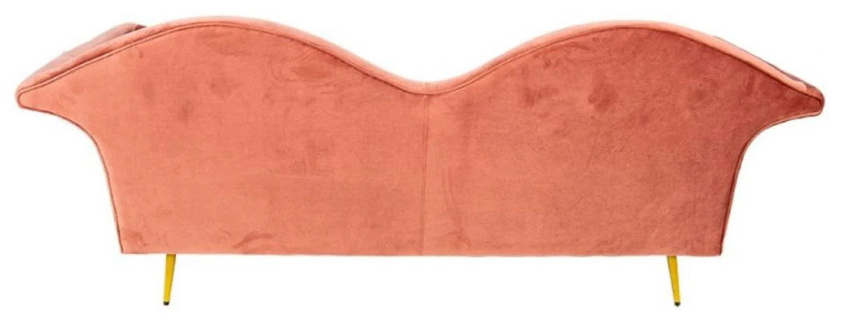 Luxury designer 3-seater sofa pink / gold 215 x 73 x H. 85 cm - living room sofa - living room furniture - luxury furniture - designer furniture - living room furnishings - luxury furnishings