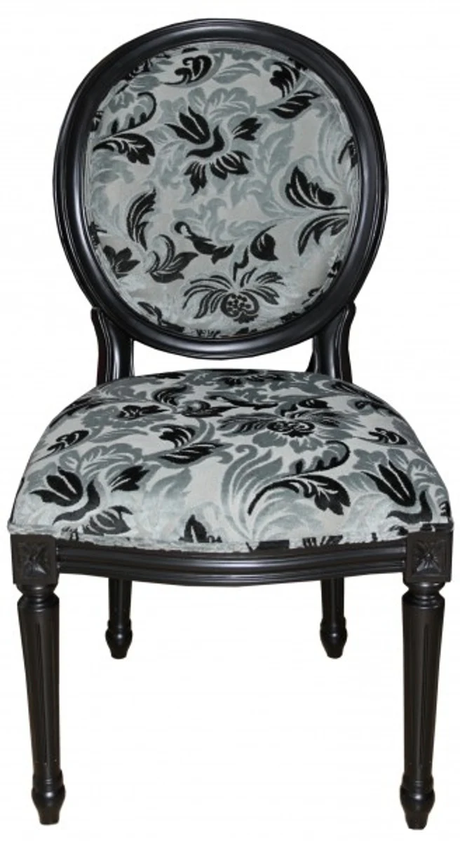 Baroque Dining Room Chair Mod2 Floral Pattern / Antique Black - Furniture