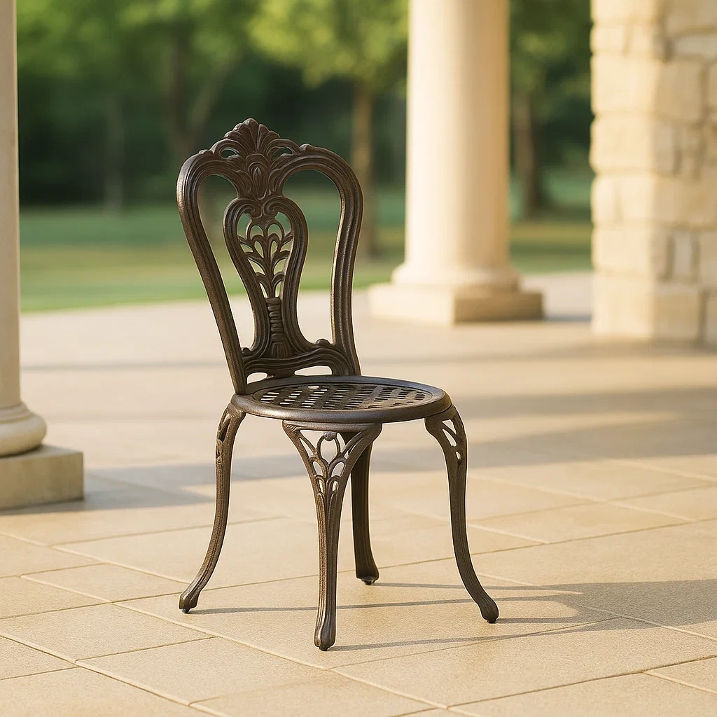 Gartenstuhl, bronzefarben, aus Aluminiumguss, geeignet für den Garten, 50 x 50 x 88 cm