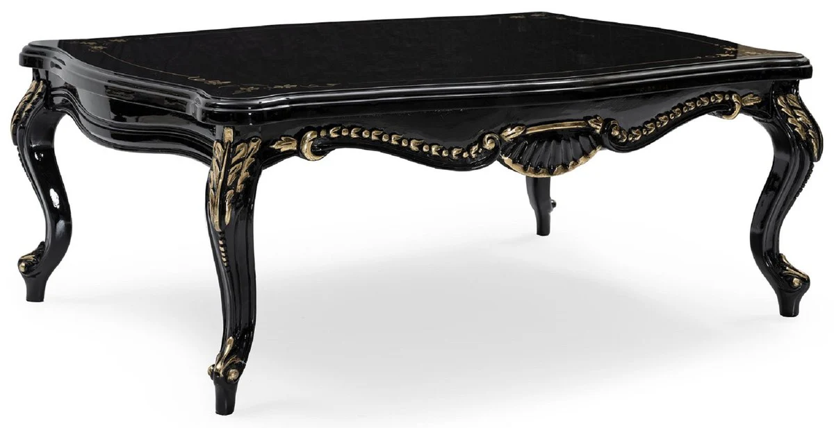 Luxury Baroque Coffee Table Black / Gold - Handcrafted Solid Wood Living Room Table in Baroque Style - Living Room Furniture in Baroque Style - Baroque Furniture - Noble & Magnificent