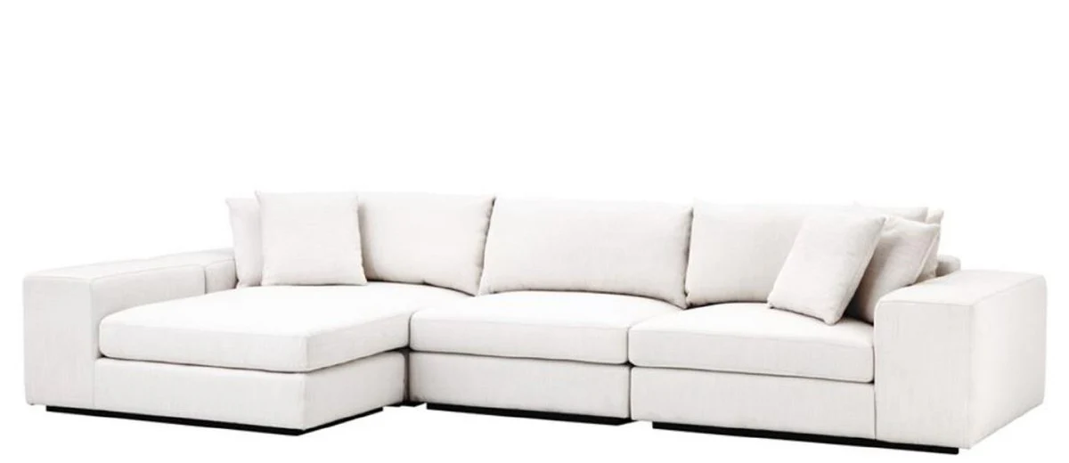 Luxury living room corner sofa white / black 380 x 200 x H. 90 cm - Luxury Furniture