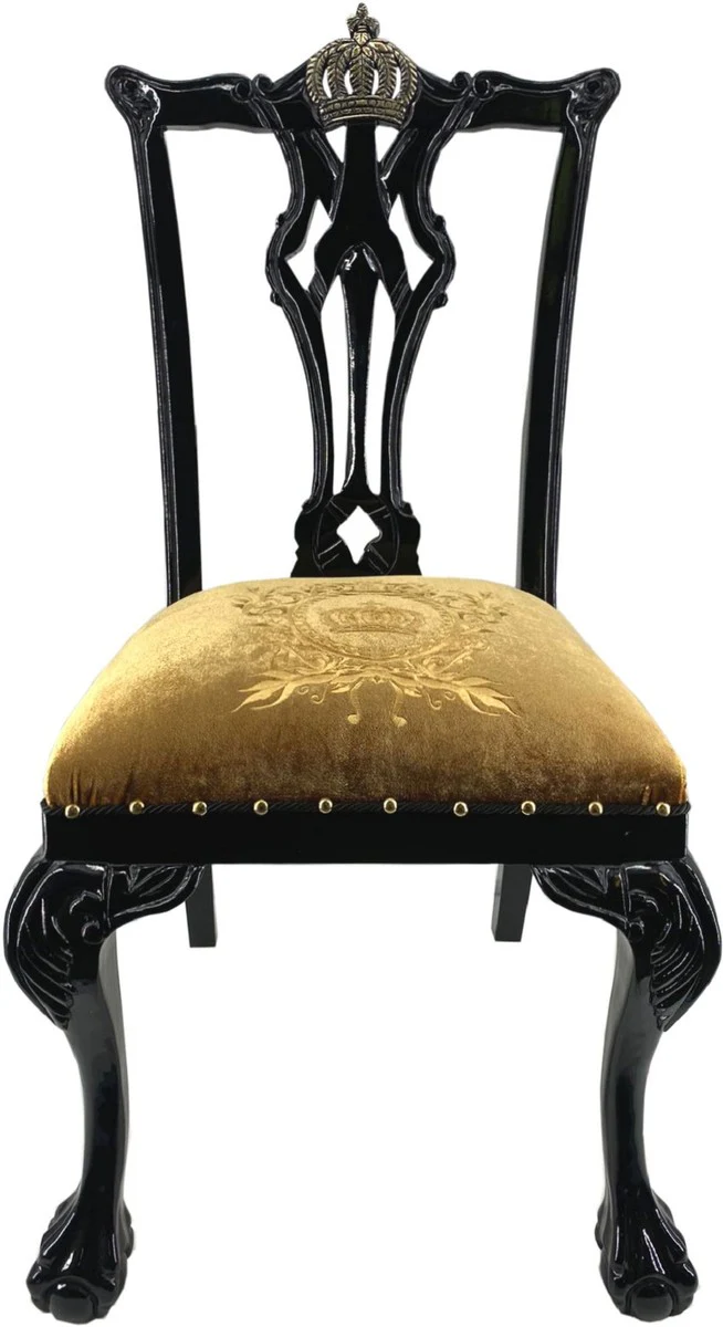 Pompöös by Luxury Baroque Dining Room Chair Gold / Black - Pompööser Baroque Chair designed by Harald Glööckler - Baroque Dining Room Furniture
