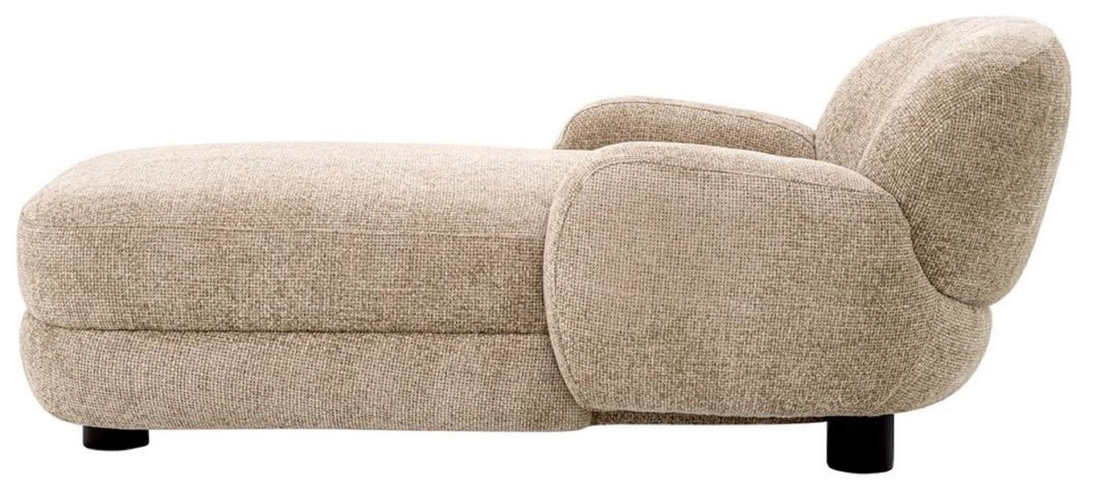 Luxury chaise longue sand color / black 95 x 170 x H. 69 cm - Living room lounge chair - Recamiere - Living room furniture - Luxury furniture - Luxury quality