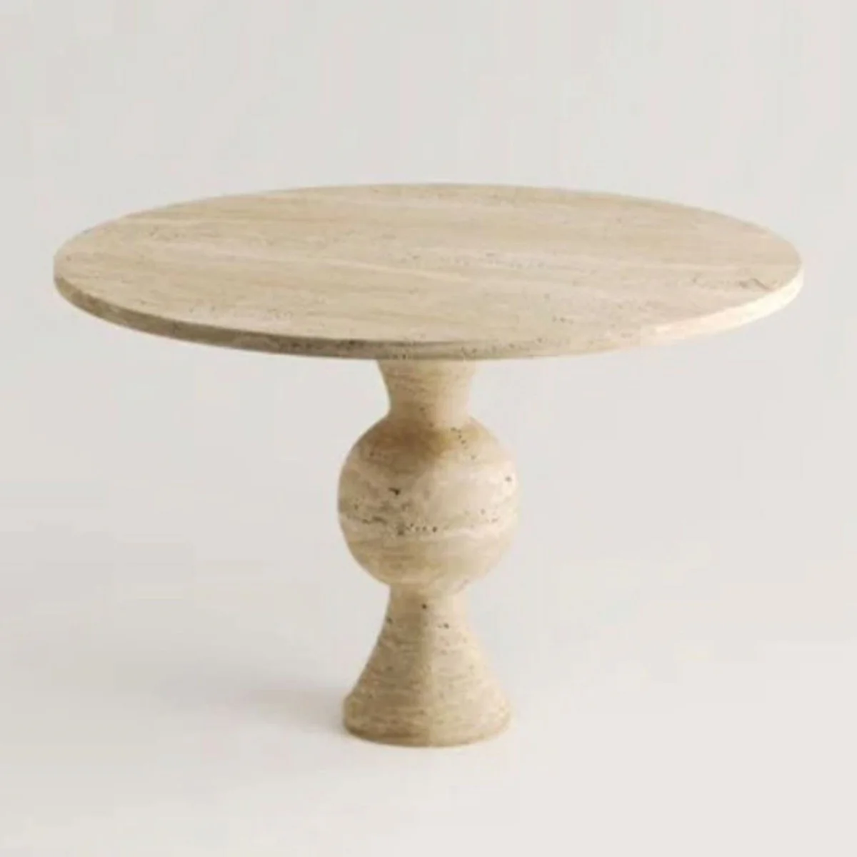 Luxury dining table beige Ø 115 cm - round travertine kitchen table