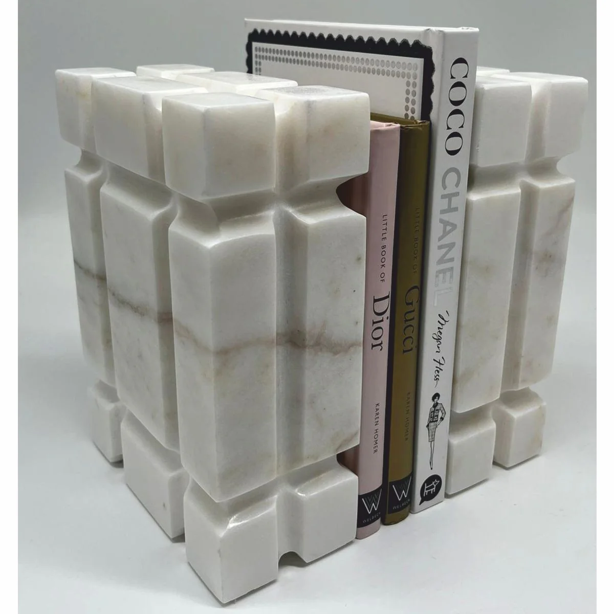 Luxus Marmor Deko Buchstützen Set Weiß - Deko Accessoires