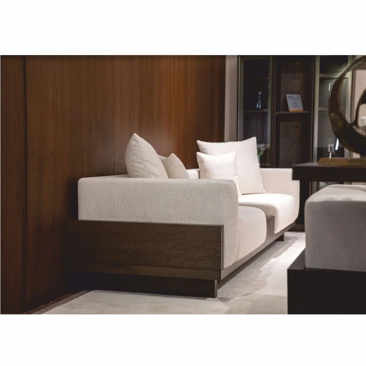 Luxury Sofa Cream / Dark Brown 260 cm - Living Room & Hotel Furniture