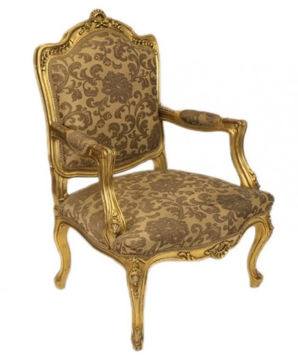 Baroque living room set Strassbourg gold pattern / antique style gold - sofa + 2 armchairs