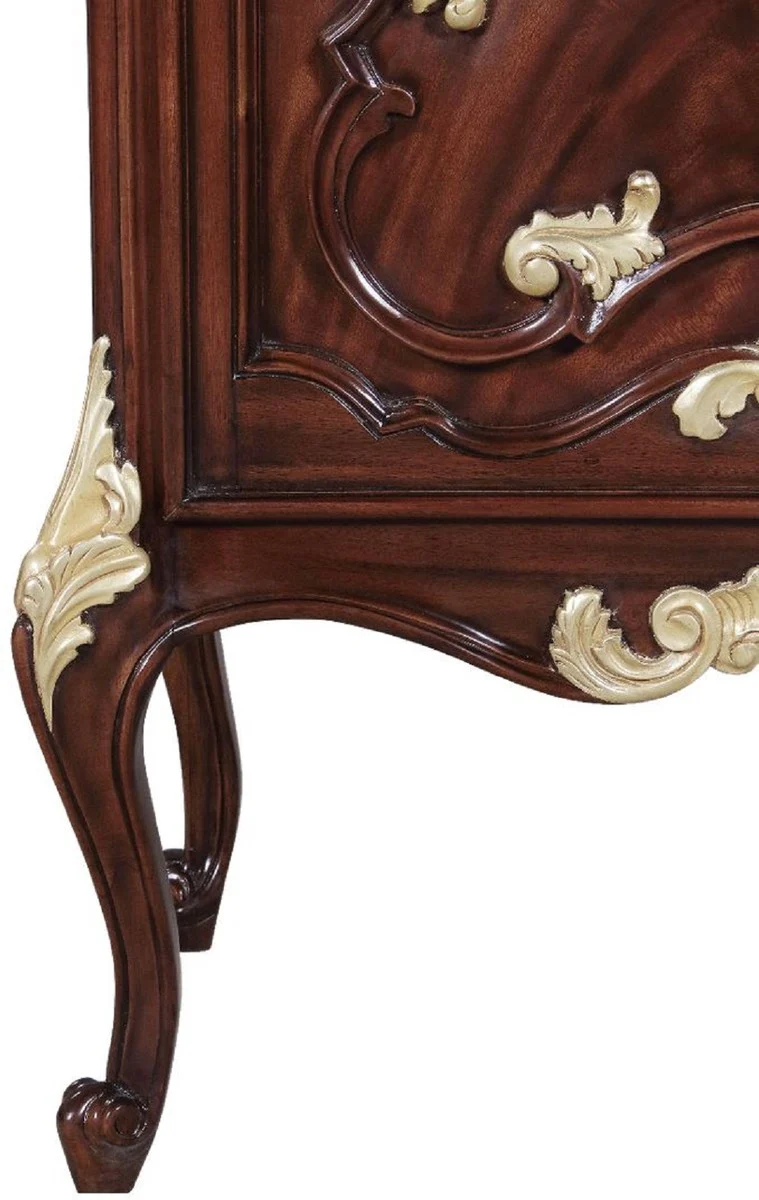 Luxury baroque display cabinet brown / gold 79 x 42 x H. 207 cm - magnificent solid wood display cabinet with LED lighting - baroque furniture