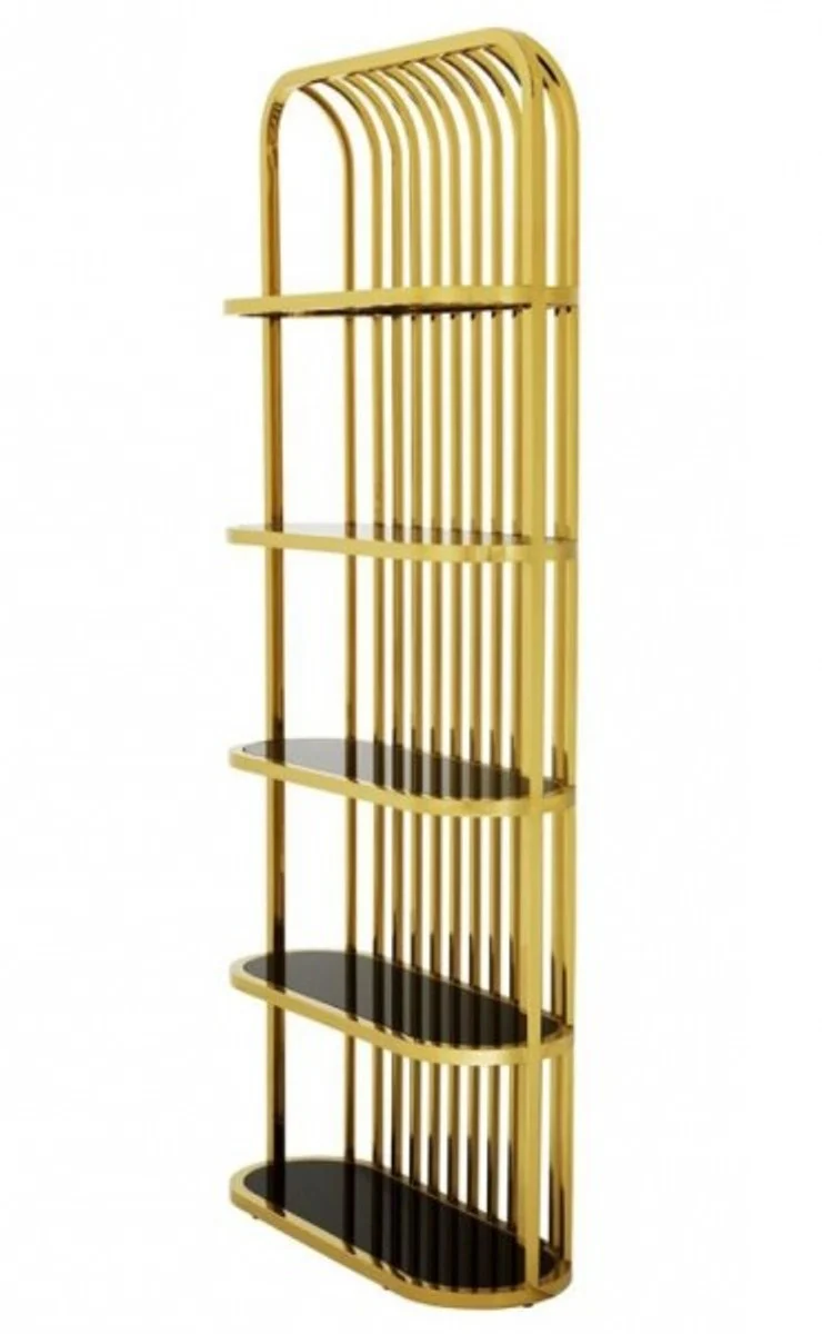 Luxury shelf cabinet gold with black glass - luxury collection