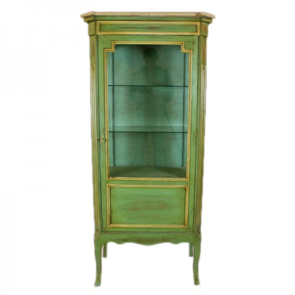Baroque display cabinet antique style green / gold 160 cm - display cabinet - living room cabinet - antique style furniture