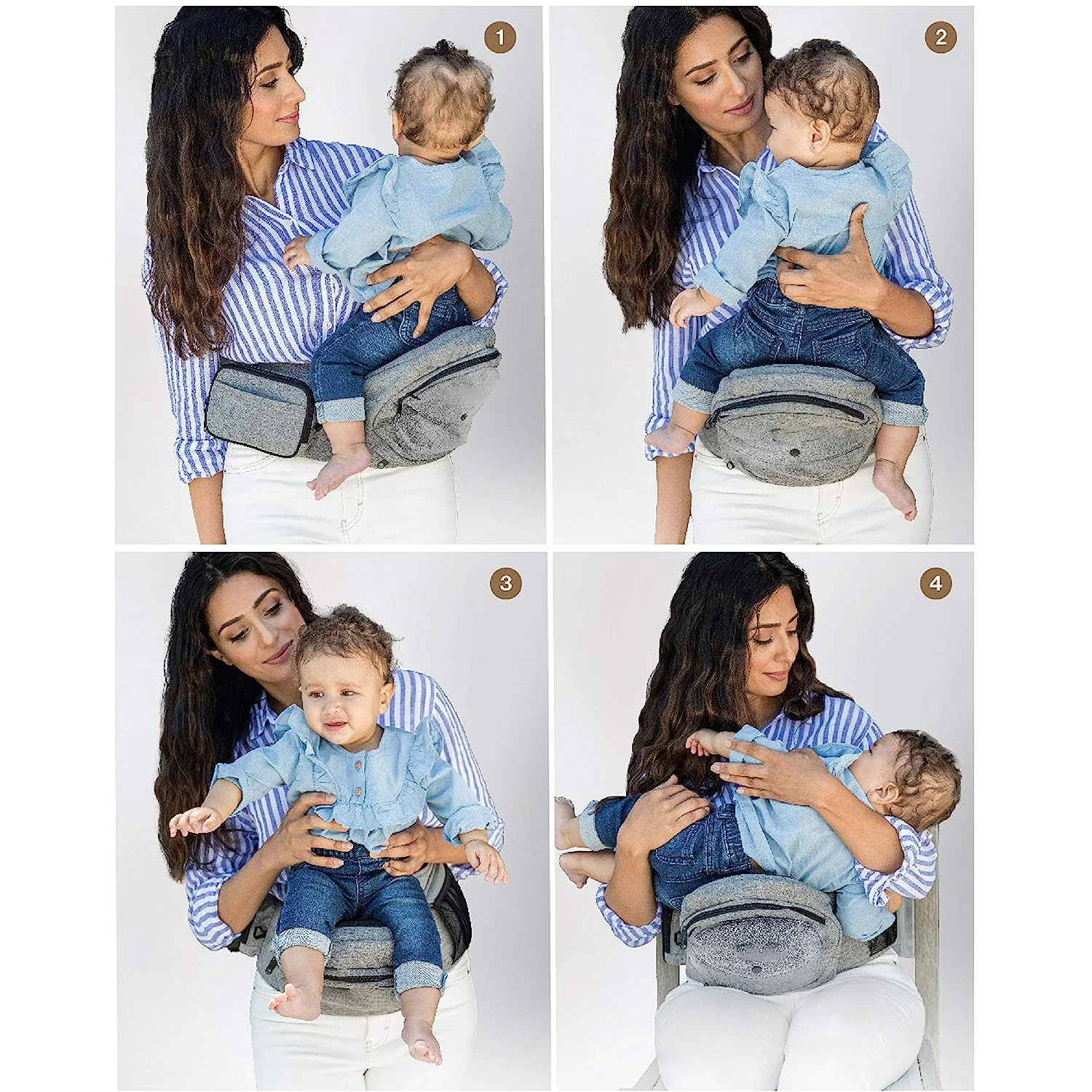 Sicherheitszertifizierte Hüftsitz-Babytrage – Gewinner des Mom’s Choice Award, ergonomische Trage und Verlängerungen für Neugeborene und Kleinkinder (Trage, grau)