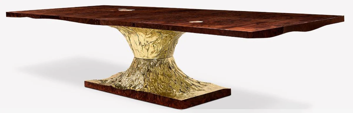 Luxury designer dining table brown / gold 450 x 150 x H. 76 cm - Rectangular dining room table - Italian luxury dining room furniture - Luxury furnishings - Luxury quality - Made in Italy